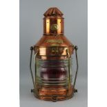 A Neptune 'Not under Command' copper hanging lantern, late 19th/early 20th century, issue number