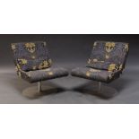 A pair of Boomerang IXC edition Swivel chairs by Cassina IXC, Japan, c.2003, upholstered in blue and