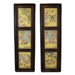 A set of six Chinese porcelain rectangular plaques, late Qing dynasty, painted in famille rose