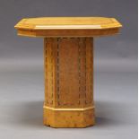 A modern burr wood, crossbanded and inlaid side table, late 20th Century, the octagonal top with