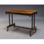 A Regency rosewood side table, the rounded rectangular top above frieze with bead and reel style