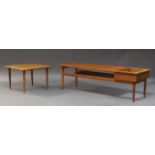 A teak coffee table by Mahjongg Vlaardingen, Holland c.1960, the rectanular top with recess (lacking