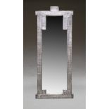 A large contemporary metal clad mirror, late 20th Century, of rectangular form, with stepped