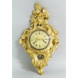 A Continental giltwood cartel clock, signed to dial, Holmia Stokholm, late 20th century, the case