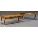 An Empire style marquetry inlaid and gilt metal mounted coffee table, the rectangular top with