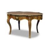 A Napoleon III ebonised and Boulle work centre table, late 19th century, with overall