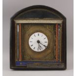 A German wall clock, late 19th century, the surround with mirrored top and velvet columns, with