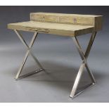 A modern stained oak desk, of recent manufacture, the rectangular top surmount with two drawers,