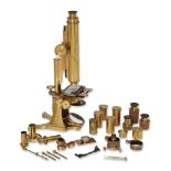 A Smith Beck and Beck brass compound microscope, late 19th century, signed to the barrel, Smith,
