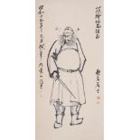 20th century Chinese School, ink and colour on paper, hanging scroll, portrait of a bearded man,