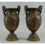 A pair of French bronze Grand Tour taste vases, late 19th/early 20th century, in the Townley