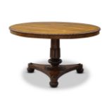 A William IV rosewood tilt top breakfast table in the manner of Gillows, the circular top with