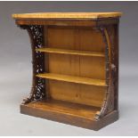 A Willam IV rosewood open bookcase, the later birds eye maple veneered top above later backboard and