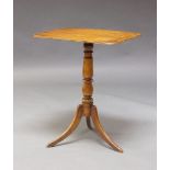 A Victorian mahogany tilt top occasional table, the rounded rectangular top, on turned column