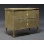 A modern shagreen chest of drawers, of recent manufacture, the rectangular top above two drawers, on