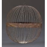 A spherical iron rod hanging cage, late 19th Century, early 20th Century, 77cm diameterPlease