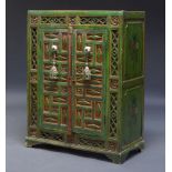 A polychrome painted cabinet, possibly Spanish, late 19th, early 20th Century, of rectangular
