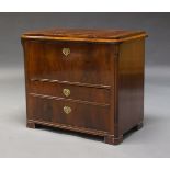 A continental mahogany chest of drawers, 19th Century and later, converted to have two later deep