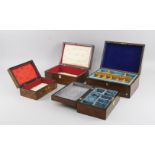 A group of four Victorian rosewood boxes, 19th century, three with mother-of-pearl inlay, the