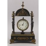 A French bronze and gilt metal mantel clock, late 19th century, the case of architectural form