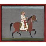 Two equestrian portraits, Mewar, 19th century, opaque pigments on paper heightened with gilt,