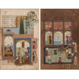 Two illustrations from a Shahnameh, Iran, 16th century, opaque pigments heightened with gilt on