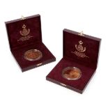 Two copper medals of Sultan Haji Hassanal Bolkiah commemorating the 25th anniversary of accession to