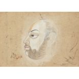 Portrait of a priest, India, 19th century, opaque pigments on paper, depicted in profile, facing