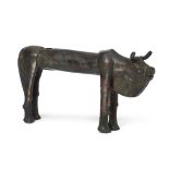 An Elamite bronze zebu bull, circa 3rd millennium B.C., 12.5cm diam. x 7cm. high Provenance: