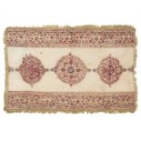 A Mughal embroidered Kashidakari cotton prayer mat, India, 18th century, of rectangular form, the