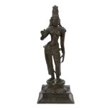 A bronze figure of the goddess Parvati, South India, late 19th century, on square plinth, shown