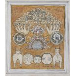 P.T. Reddy, (1915-1996), Govardhana, 1975, mixed media, signed and dated lower right, 25.5 x 22cm