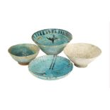 A group of pottery bowls, Iran and Afghanistan, 12th century, three of conical form, one of