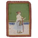 Portrait of a ruler, India, Rajasthan, 19th century, opaque pigments on paper heightened with