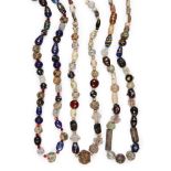 A group of three mixed ancient and modern bead necklaces comprised of Japanese porcelain beads,