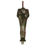 A bronze partial figure of Osiris, Egypt, Late Period, 712-323 B.C., holding a flail and crook,