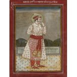 Portrait of a ruler on a terrace, Rajasthan, late 19th century, opaque pigments on paper