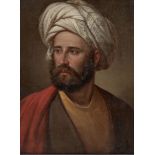 A portrait of a bearded European in Ottoman or Greek dress, 19th century, oil on canvas, three-