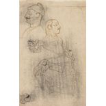 Studies of nobles, Kotah, Rajasthan, 19th/20th century, pencil on paper, depicting three studies