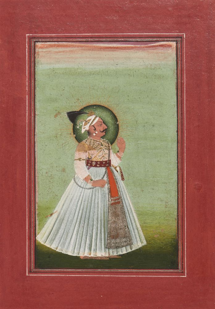 Portrait of a nobleman, Mewar, Rajasthan, 19th century, opaque pigments on paper heightened with