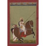 An equestrian portrait of Devnath the royal guru and mentor of Maharaja Singh of Johdpur (r. 1803-