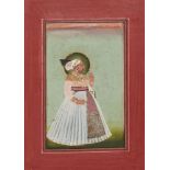 Portrait of a nobleman holding a flower, Mewar, Rajasthan, 19th century, opaque pigments on paper