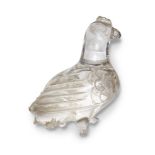 A Parthian carved rock crystal figure of a bird, Iran, circa 2nd-3rd century, with delineated