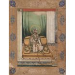 A seated portrait of a Maharaja, signed Nanak, probably Alwar, North India, late 19th century,
