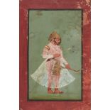 Portrait of a noble bowman, Kota, Rajasthan, 18th century, opaque pigments on paper heightened