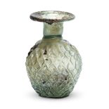 A Roman light bluish-green glass sprinkler flask, Eastern Mediterranean, 3rd-4th century A.D., the