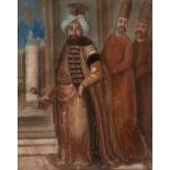 A portrait of Sultan Ahmed III, European school, pastel on paper, based on a painting of the same