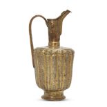 A silver and copper-inlaid brass high-spouted ewer, Khorassan, late 12th century, constructed out of