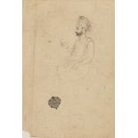 A drawing of a seated noble, Jaipur, 19th-20th century, pencil and opaque pigments on paper,