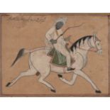 A Sikh equestrian portrait of training the horse, 19th century, gouache on paper, the white horse